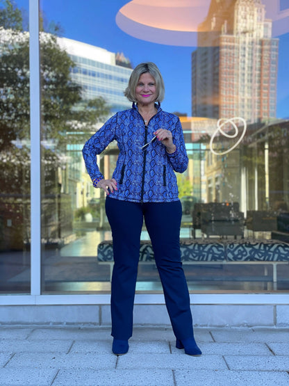 SAVANNA BLUE FULL ZIPPER TOP