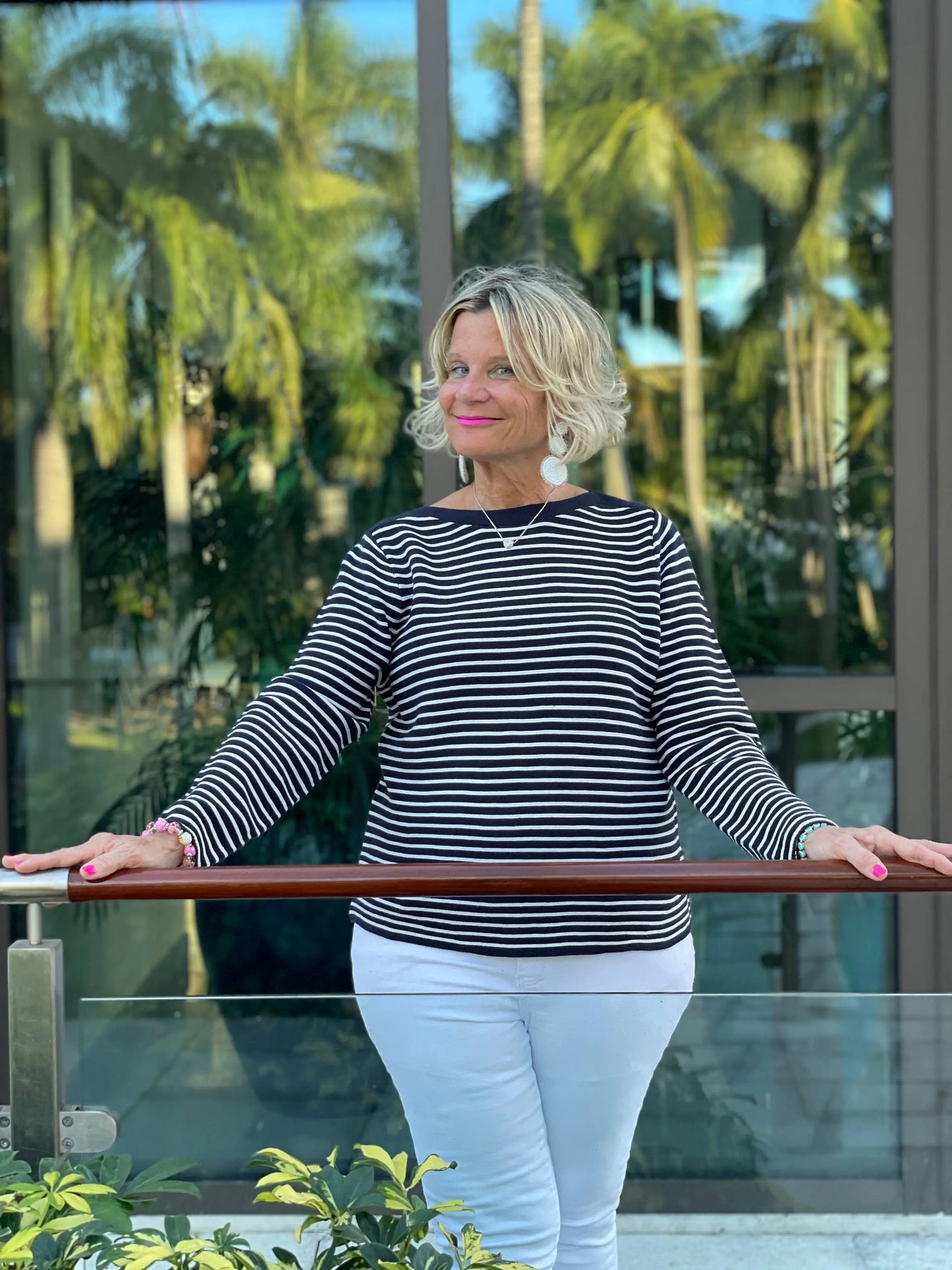 NAVY STRIPE BOATNECK SWEATER