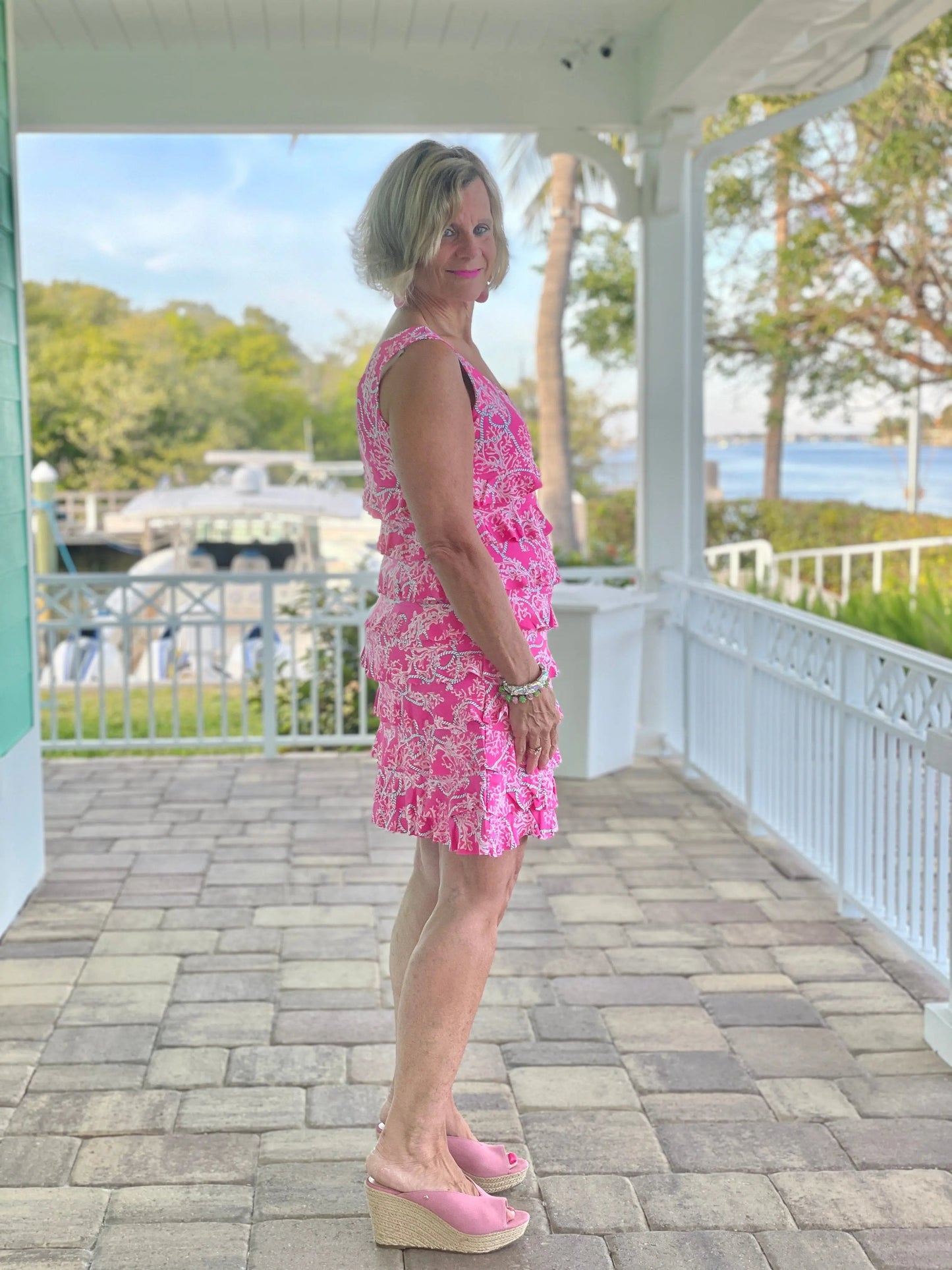 PINK LANE LAYERED RUFFLE DRESS