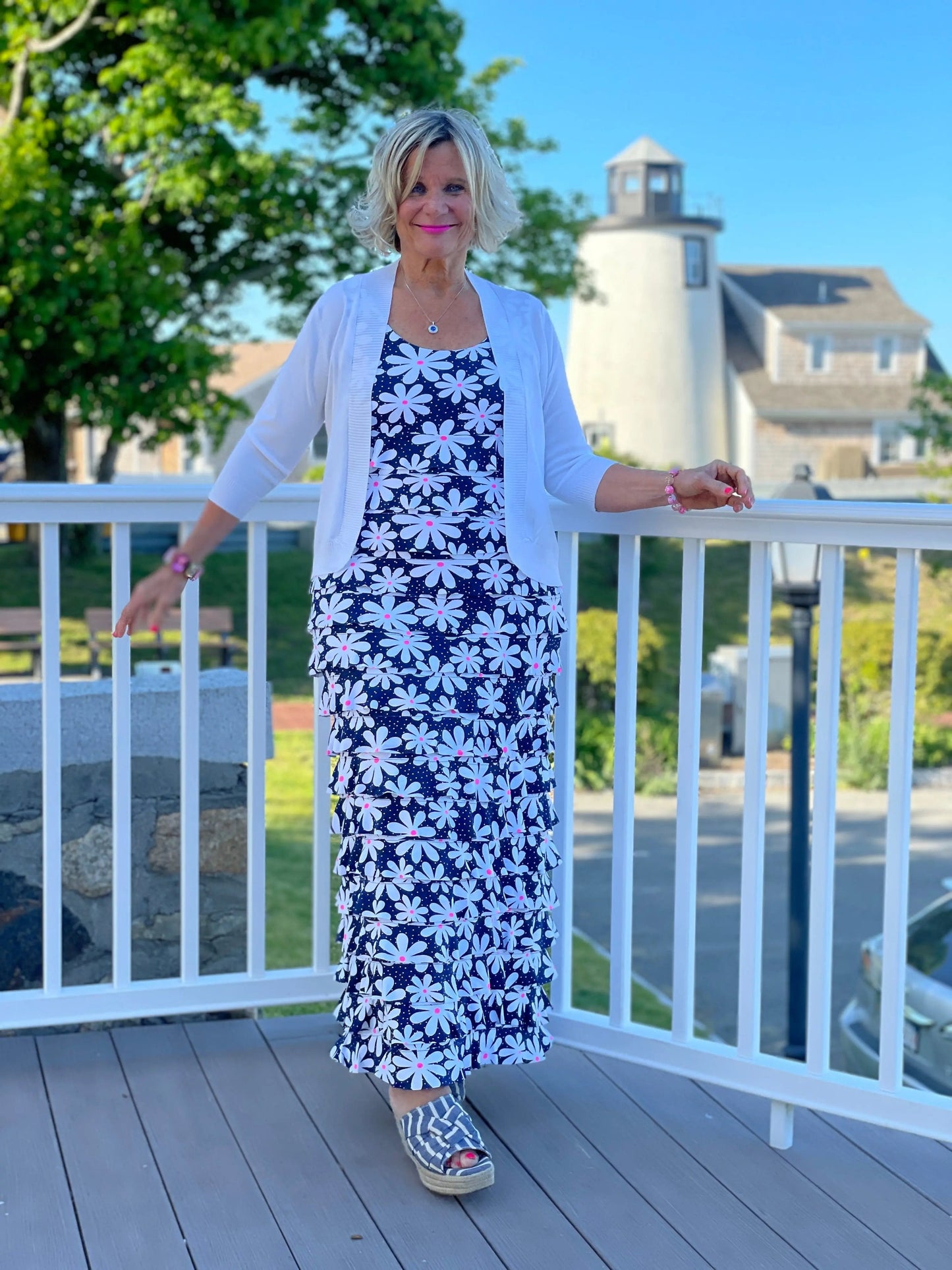 NAVY DAISY MAXI CHA CHA DRESS