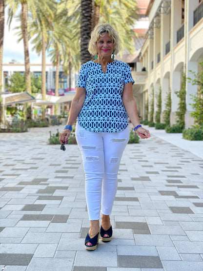 MELINA BLUE SHORT SLEEVE