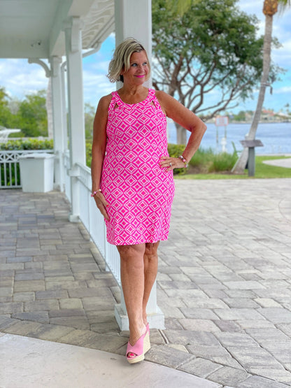 PINK DIAMONDS HALTER DRESS