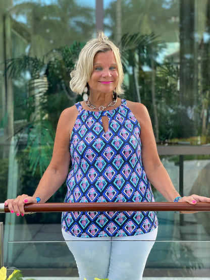 PINEAPPLE VACATION KEYHOLE TOP