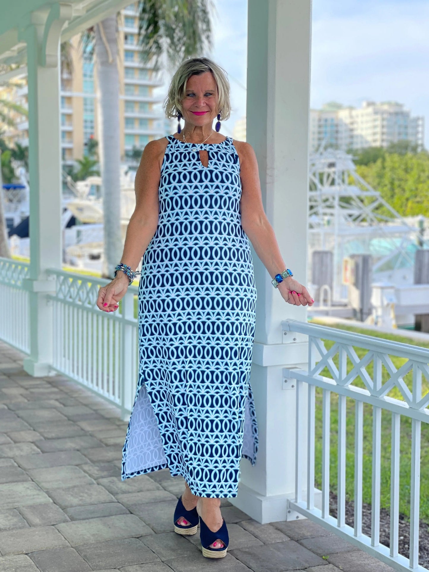 MELINA BLUE KEYHOLE MAXI