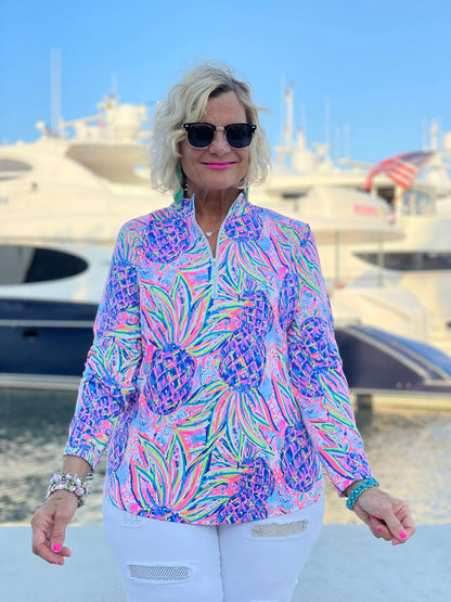 PINK PINEAPPLE DREAM ZIPPER TOP