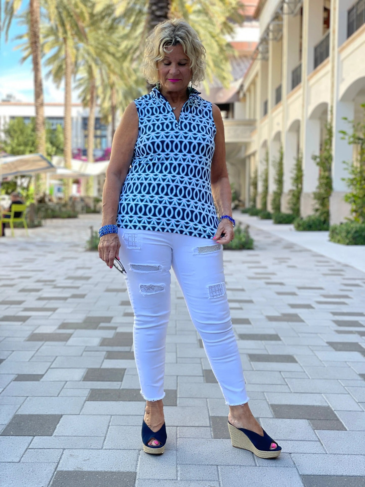 MELINA BLUE SLEEVELESS ZIPPER