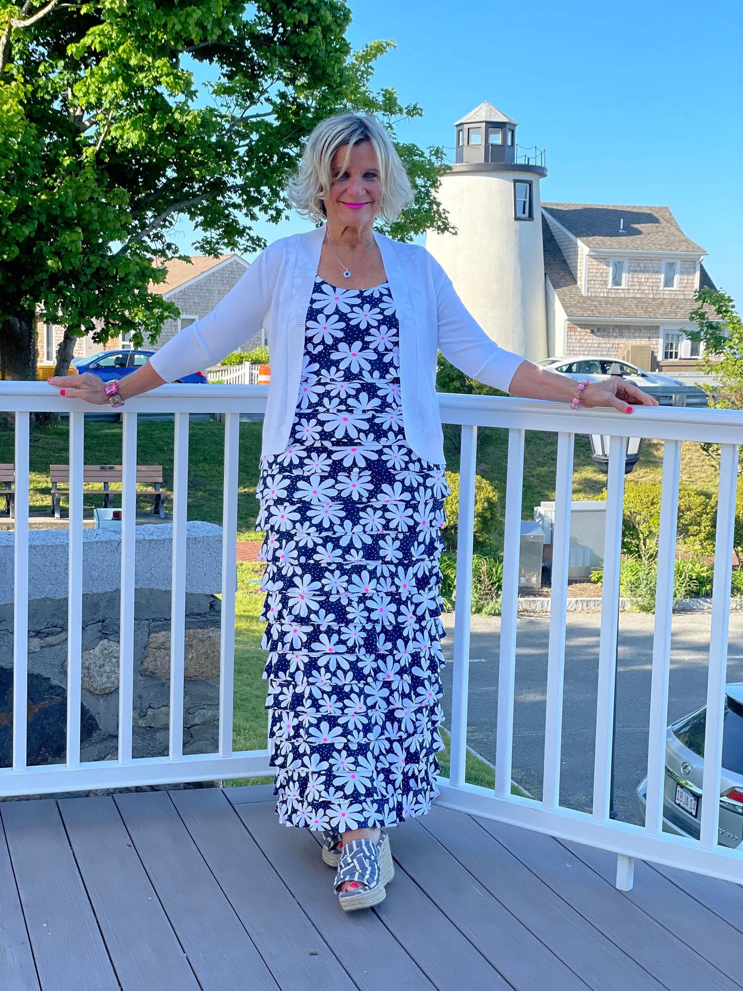 NAVY DAISY MAXI CHA CHA DRESS