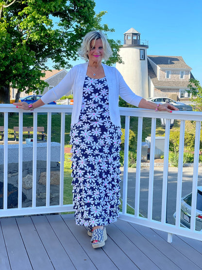 NAVY DAISY MAXI CHA CHA DRESS
