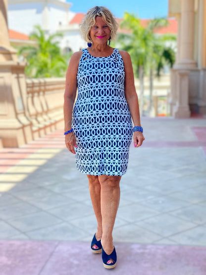 MELINA BLUE KEYHOLE DRESS