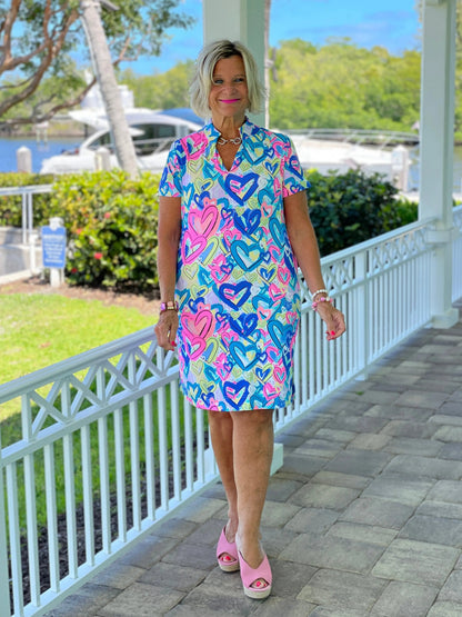 SECRET LOVE HEARTS SHORT SLEEVE DRESS