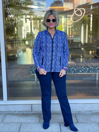 SAVANNA BLUE FULL ZIPPER TOP