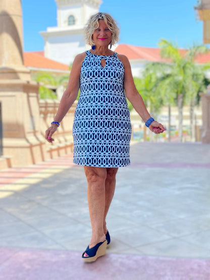 MELINA BLUE KEYHOLE DRESS