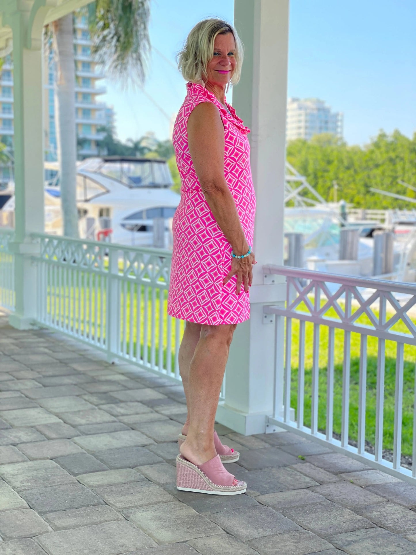PINK DIAMONDS RUFFLE DRESS