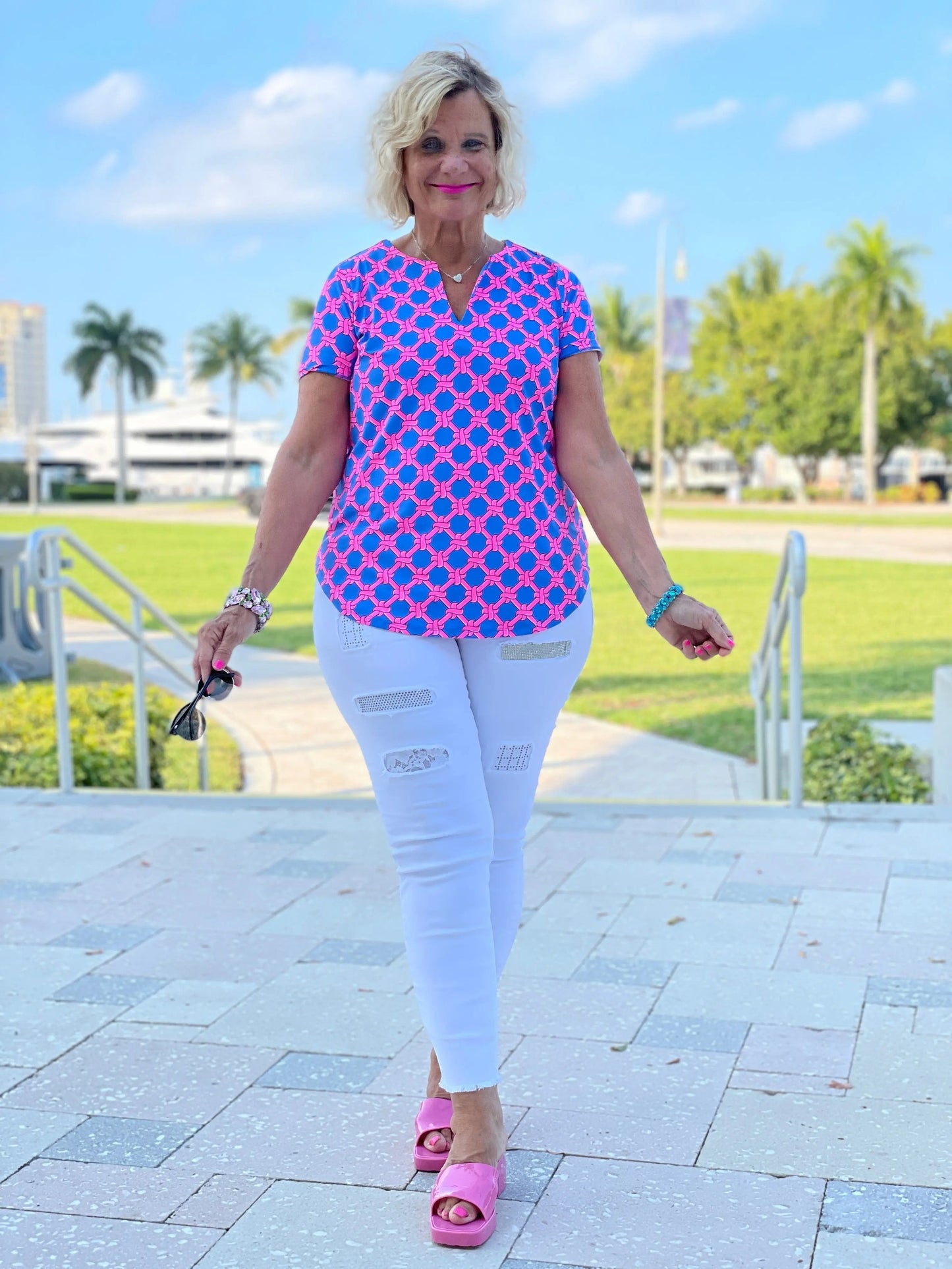 PINK SPADE SHORT SLEEVE TOP