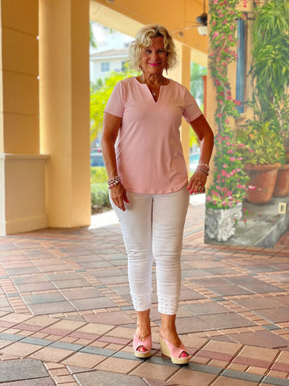 PALE PINK SHORT SLEEVE TOP