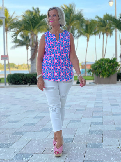PINK STARFISH BEACH SLEEVELESS