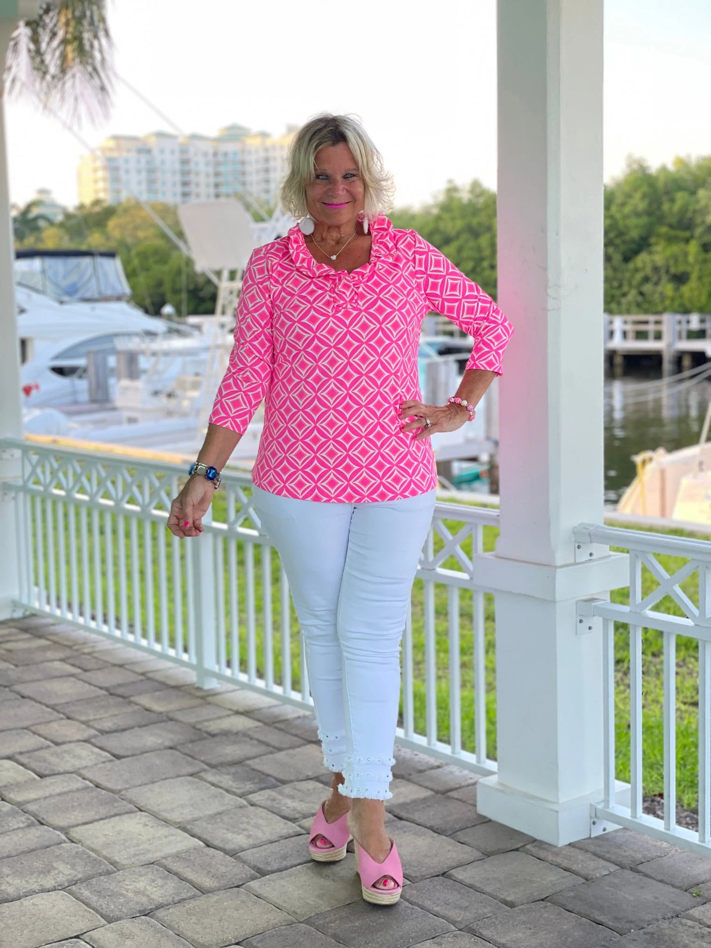 PINK DIAMONDS RUFFLE TOP