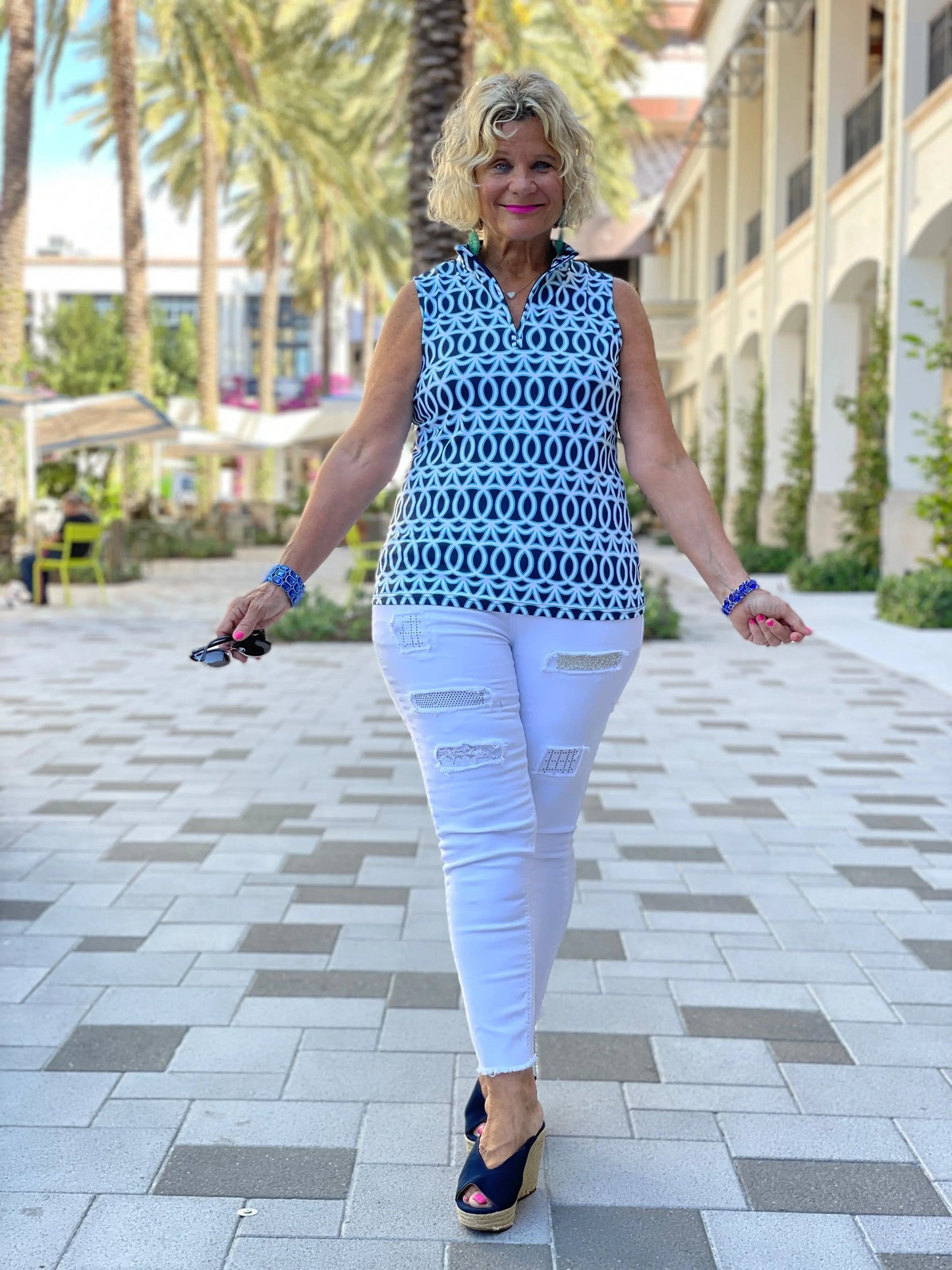MELINA BLUE SLEEVELESS ZIPPER