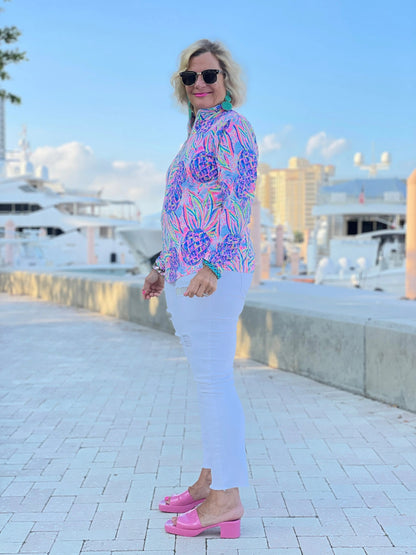 PINK PINEAPPLE DREAM ZIPPER TOP