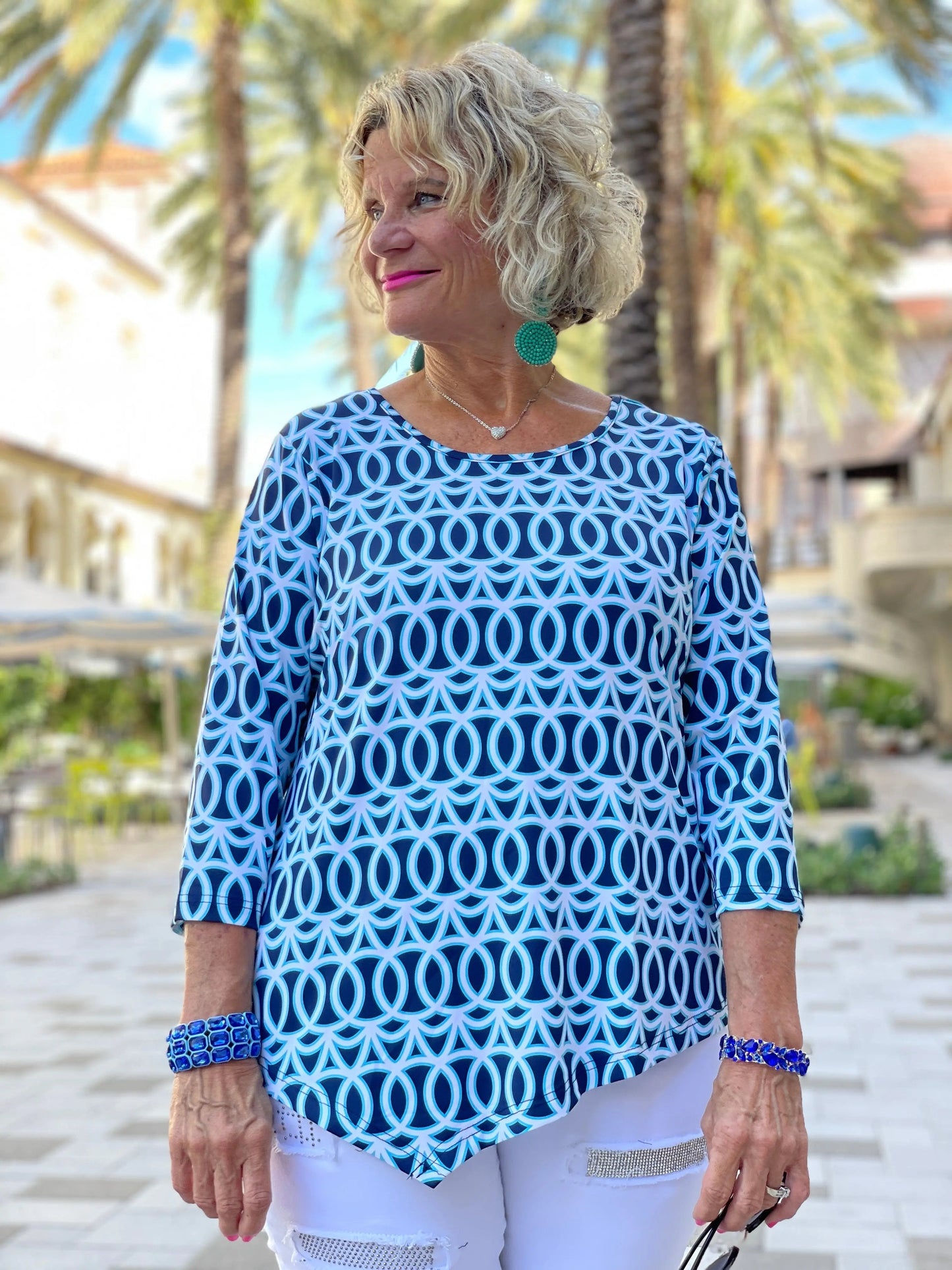 MELINA BLUE ASYMMETRIC TOP