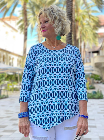 MELINA BLUE ASYMMETRIC TOP