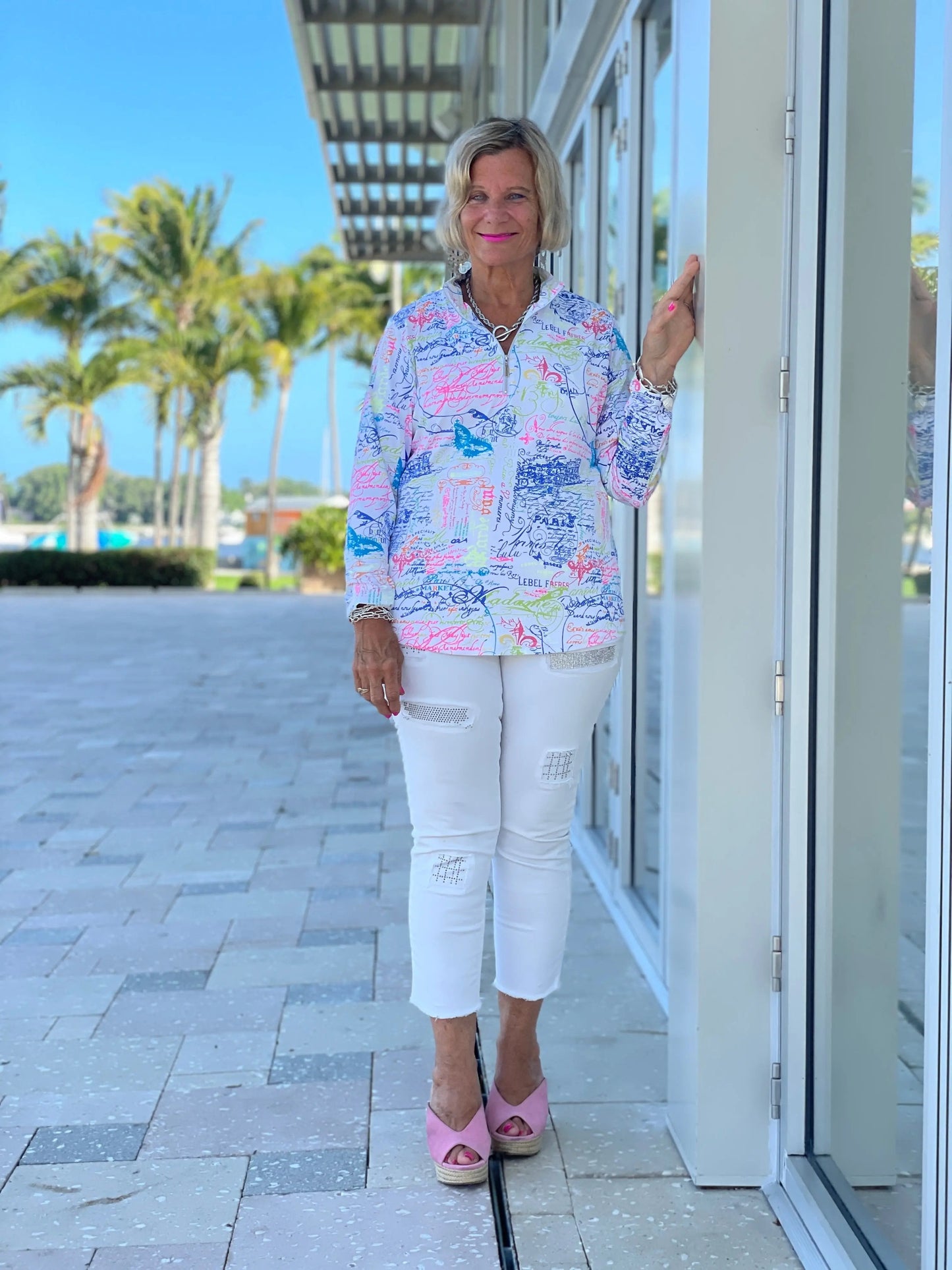 POST CARDS OF LOVE ZIPPER TOP