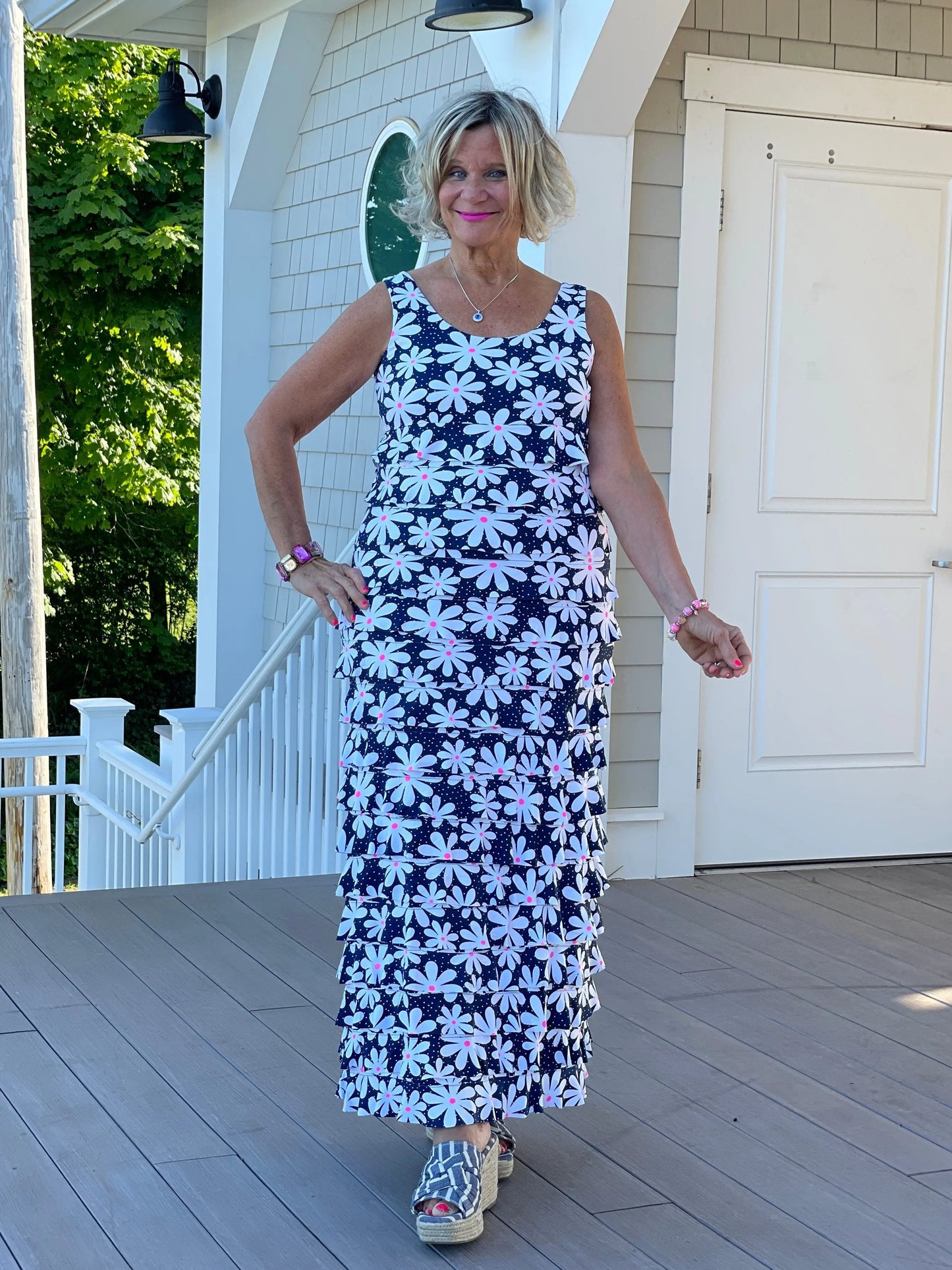 NAVY DAISY MAXI CHA CHA DRESS