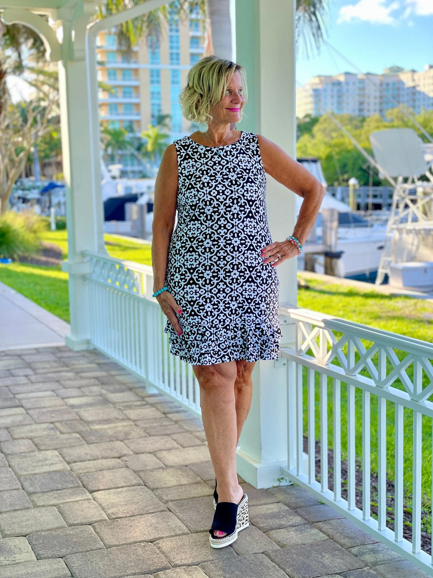 NAPLES DAY SHIFT RUFFLE DRESS