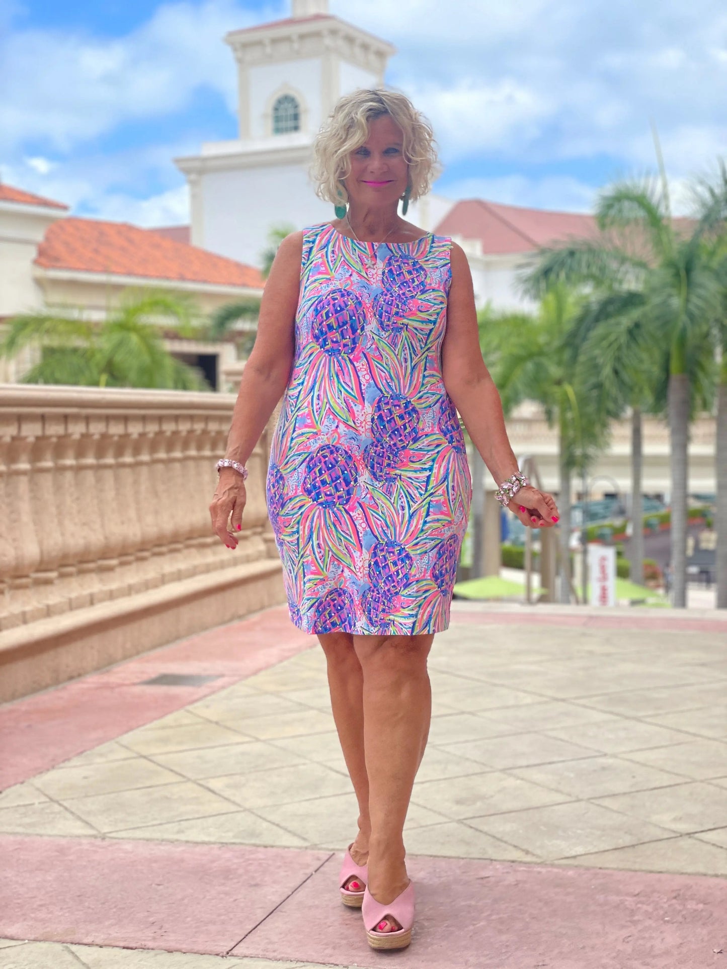 PINK PINEAPPLE DREAM SHIFT DRESS