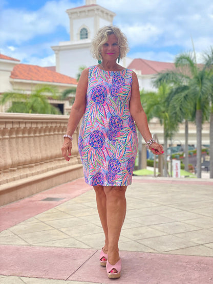PINK PINEAPPLE DREAM SHIFT DRESS