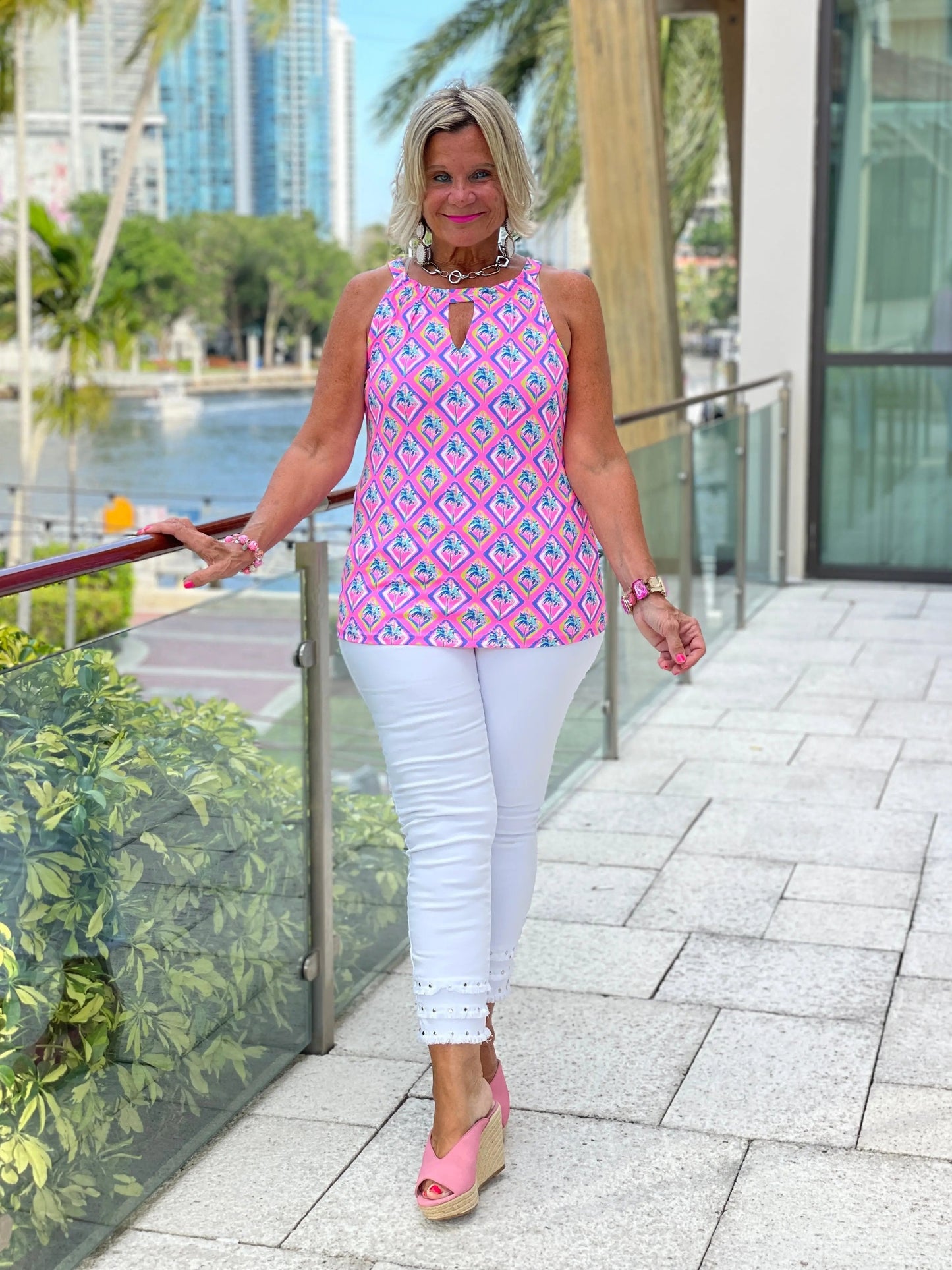 PALM TREE SIESTA KEYHOLE TOP