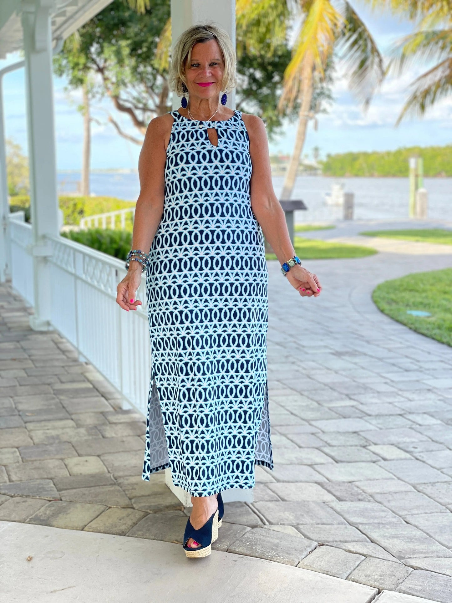 MELINA BLUE KEYHOLE MAXI