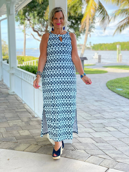 MELINA BLUE KEYHOLE MAXI