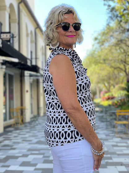 SANDBAR SLEEVELESS RUFFLE TOP