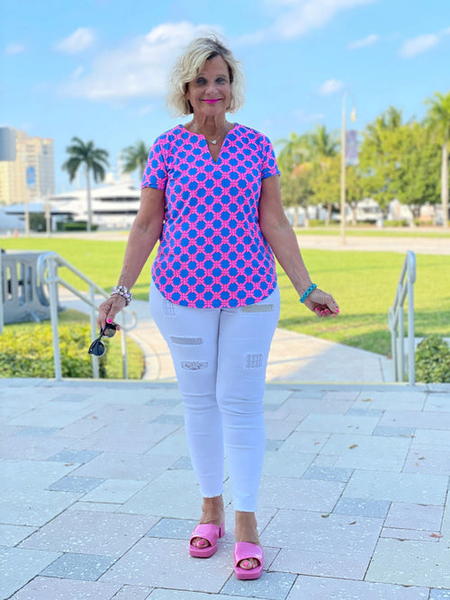PINK SPADE SHORT SLEEVE TOP