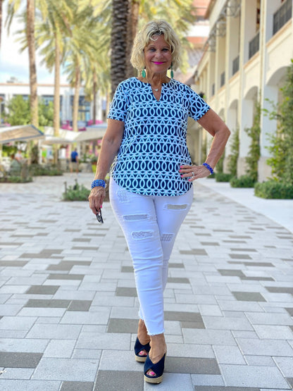 MELINA BLUE SHORT SLEEVE