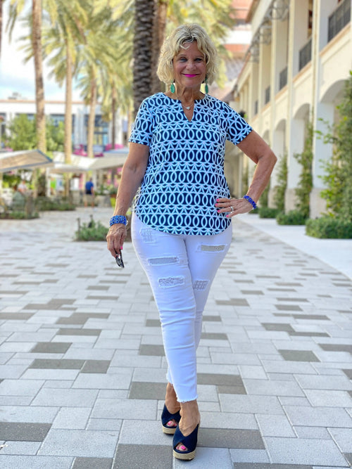 MELINA BLUE SHORT SLEEVE