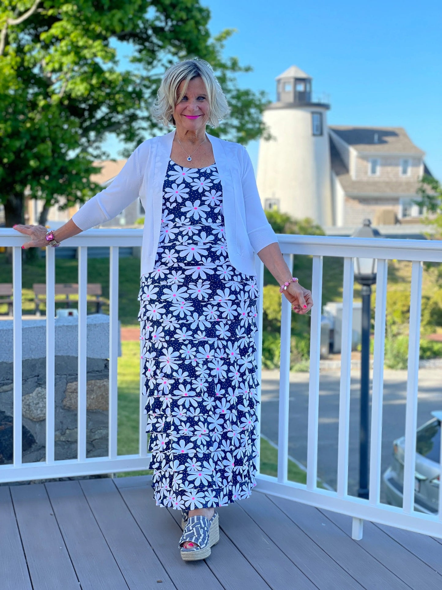 NAVY DAISY MAXI CHA CHA DRESS