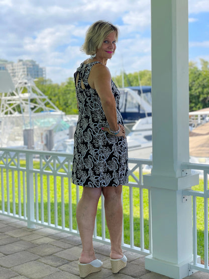 NAUTICAL LANE HALTER DRESS