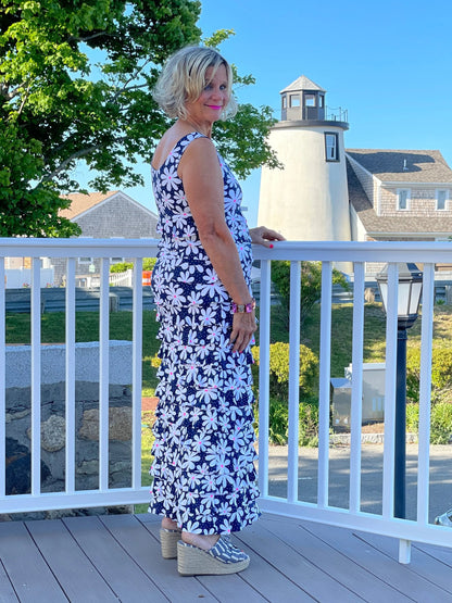 NAVY DAISY MAXI CHA CHA DRESS
