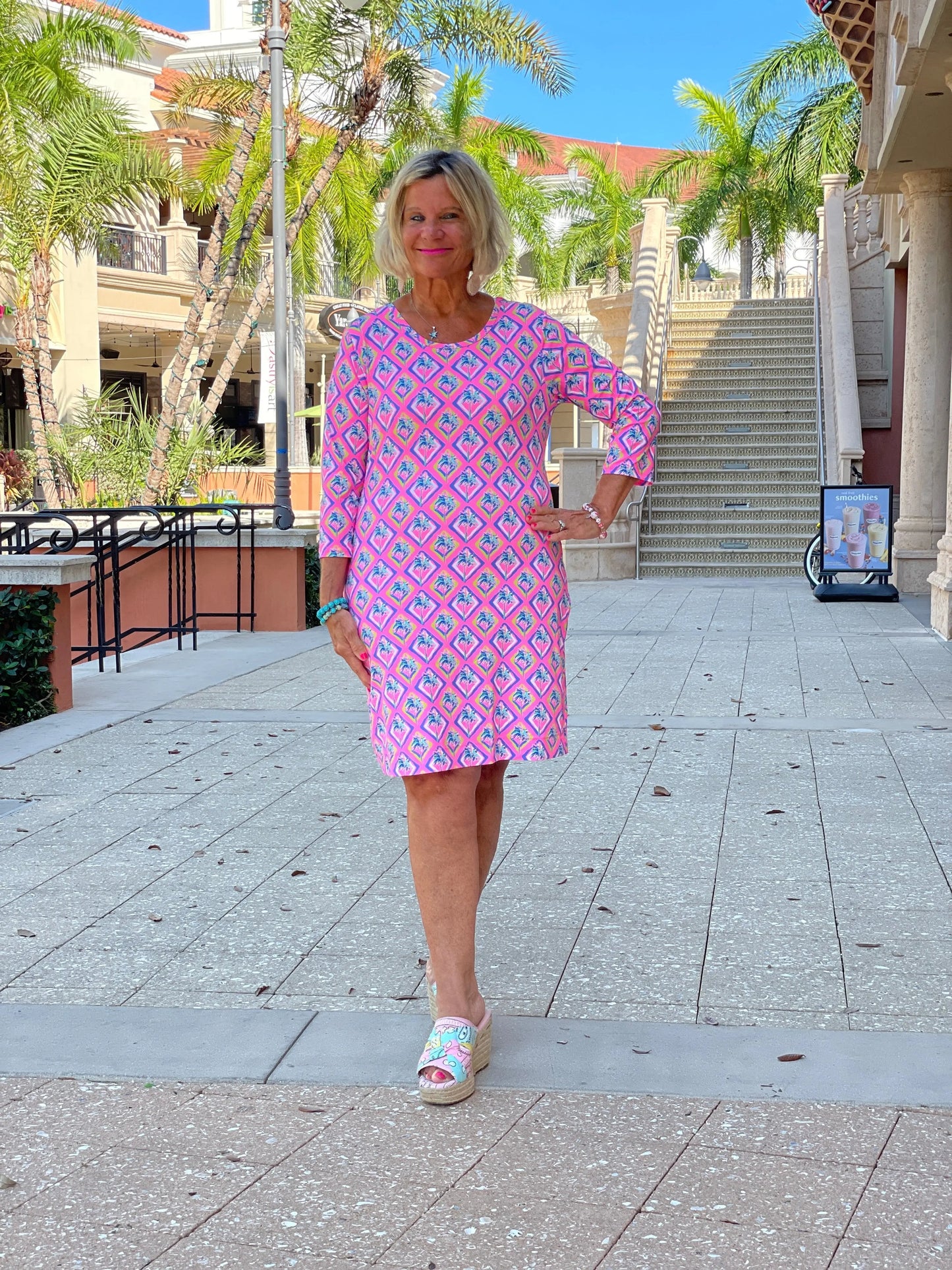 PALM TREE SIESTA SLEEVE DRESS