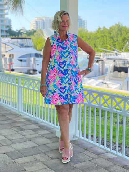 SECRET LOVE HEARTS RUFFLE DRESS