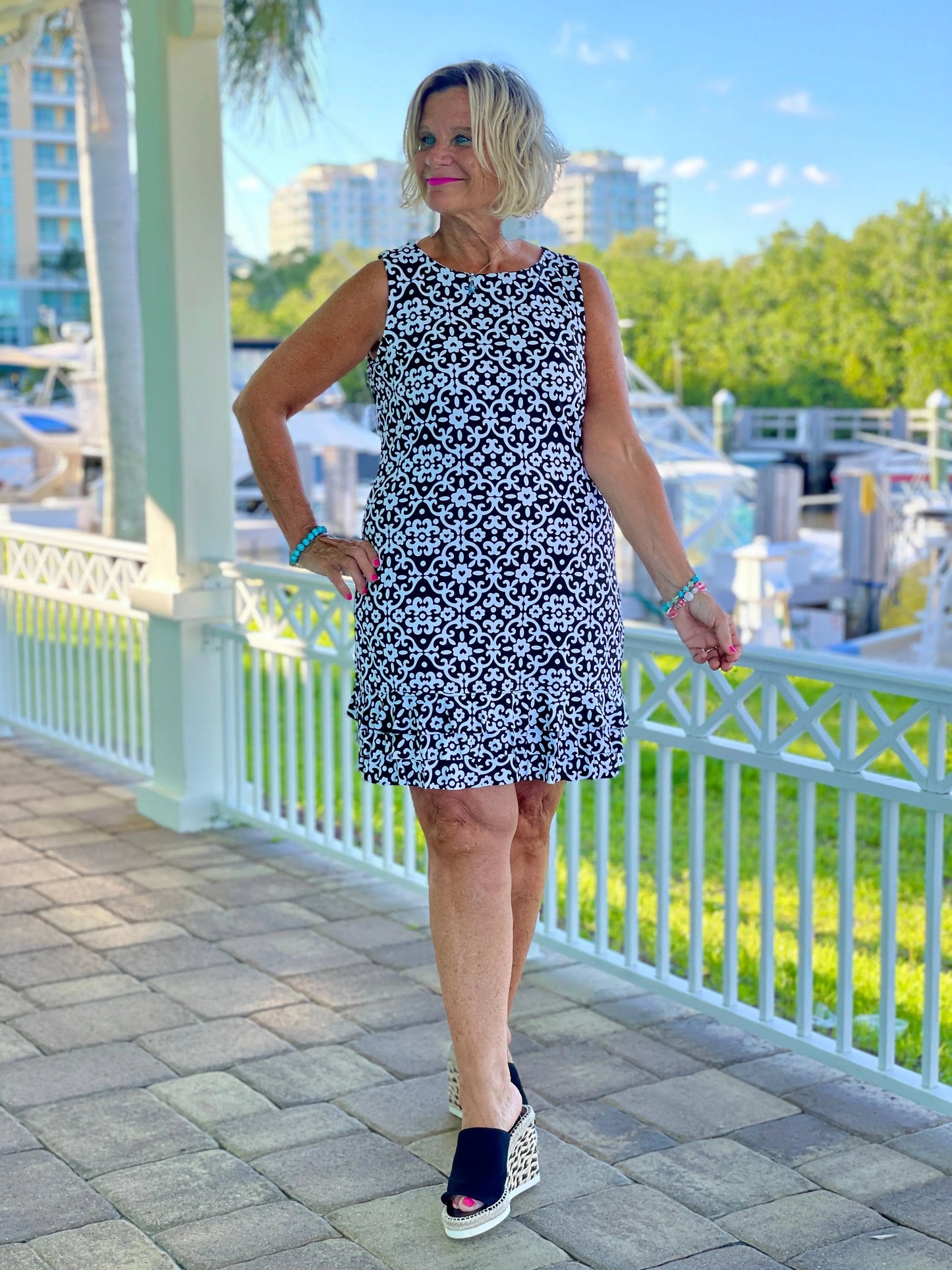 NAPLES DAY SHIFT RUFFLE DRESS