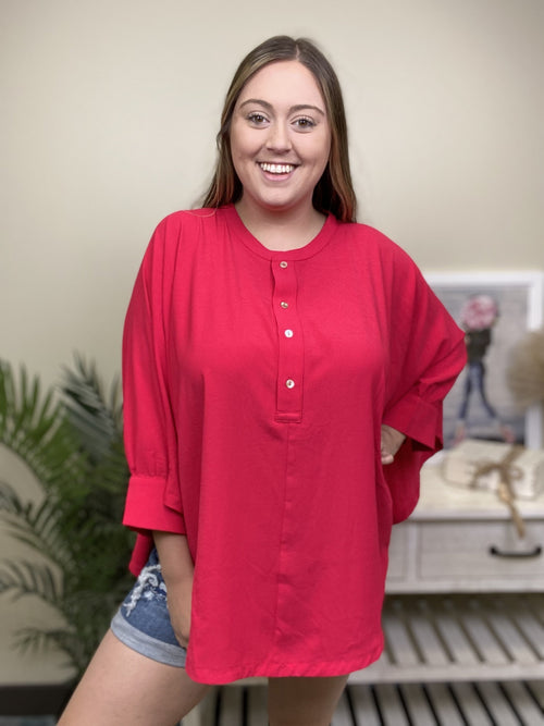 Live What You Love Women's Loose Half Button Down Top