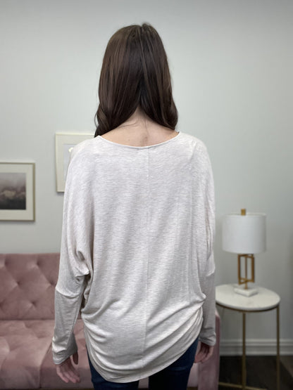 Some Sass Women's V-Neck Hi-Lo Long Sleeve Top