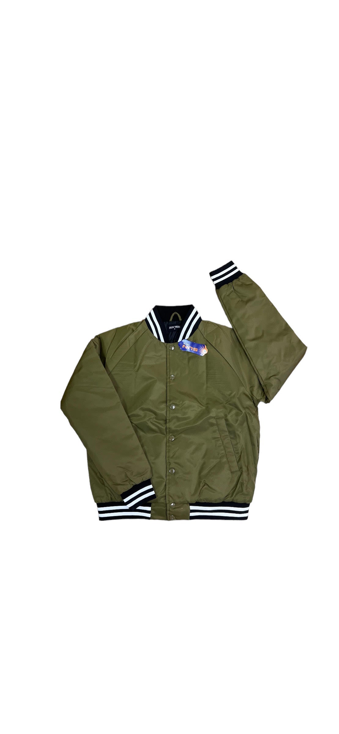 Olive green silky varsity jacket
