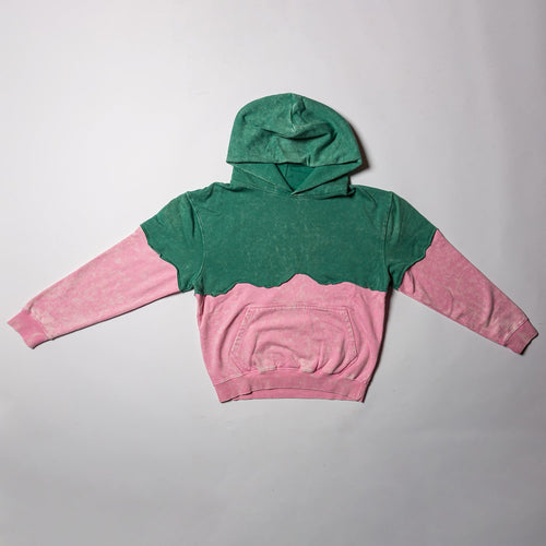 Green/Pink Split Pullover Hoody Size M