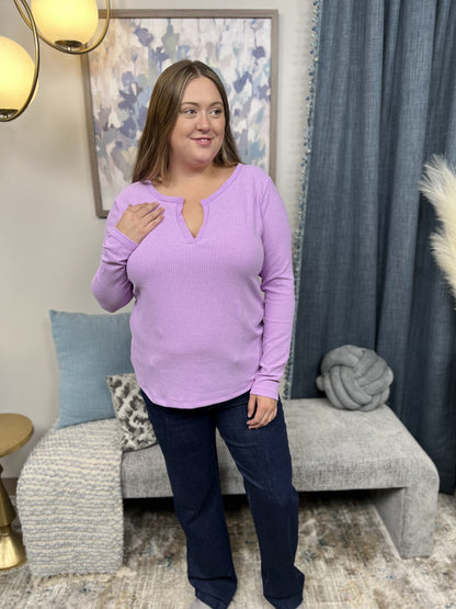 Play Your Cards Women's Waffle Knit Long Sleeve Top