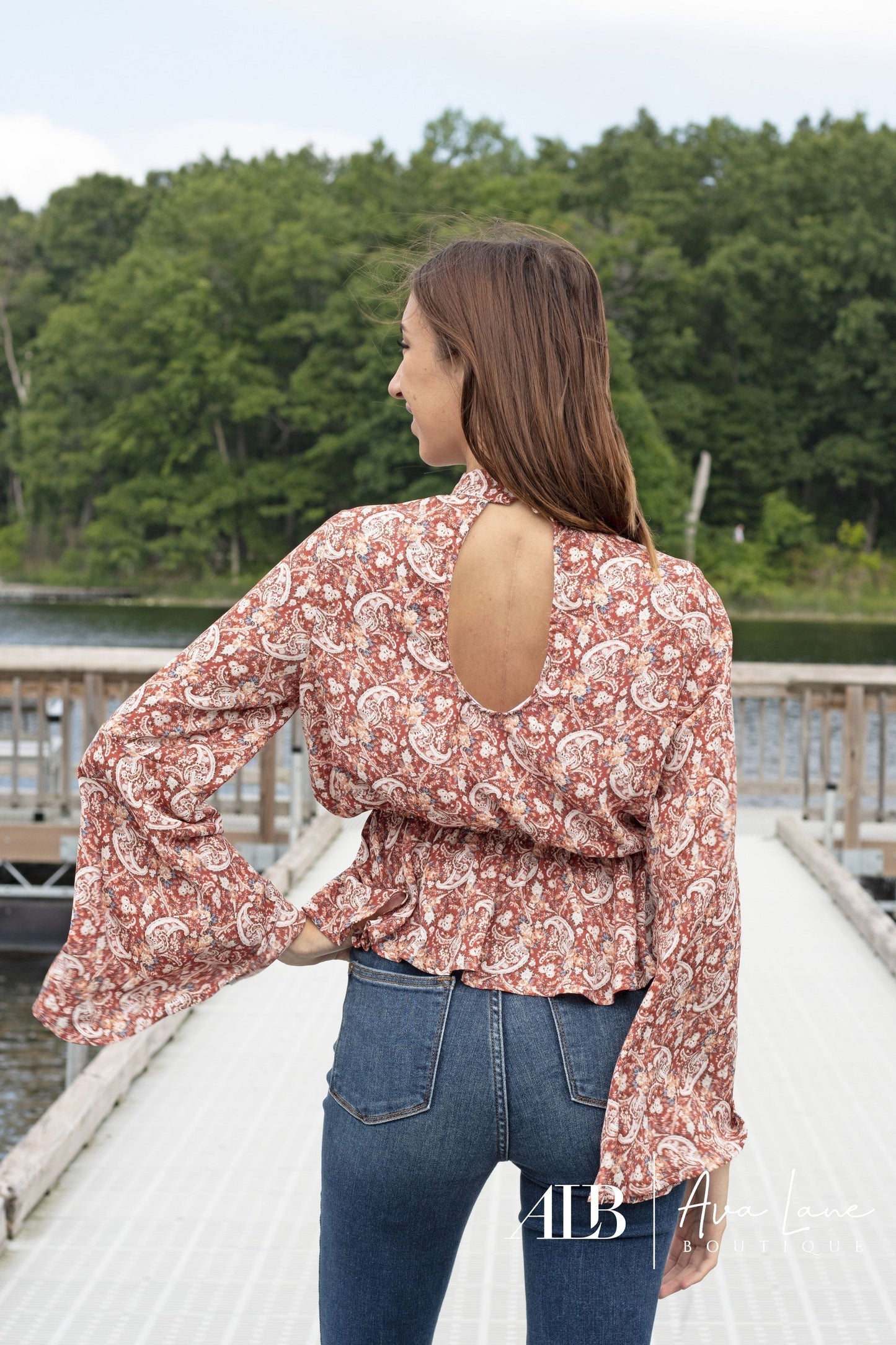 Perfectly Paisley Women's Mock Neck Long Sleeve Top